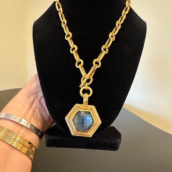 NWT Authentic Rare Luxury Julie Vos Iridescent Charcoal Blue Statement Necklace - Picture 9 of 17